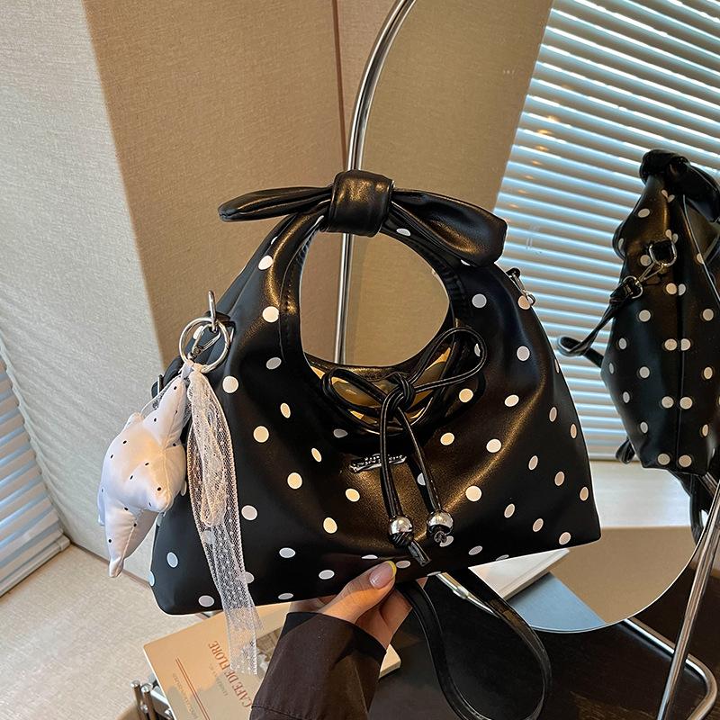Dot Pattern Bow Bag - Fashionable Crossbody Bag, Stylish Single-shoulder Handbag