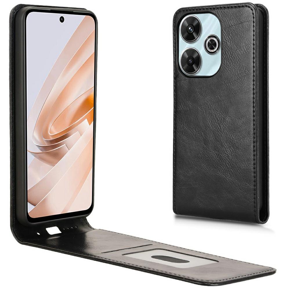 

Чехол для телефона для Xiaomi Redmi 13 4G/Note 13R 5G/Poco M6 4G Магнитная вертикальная откидная кожаная обложка со слотом для карт Black