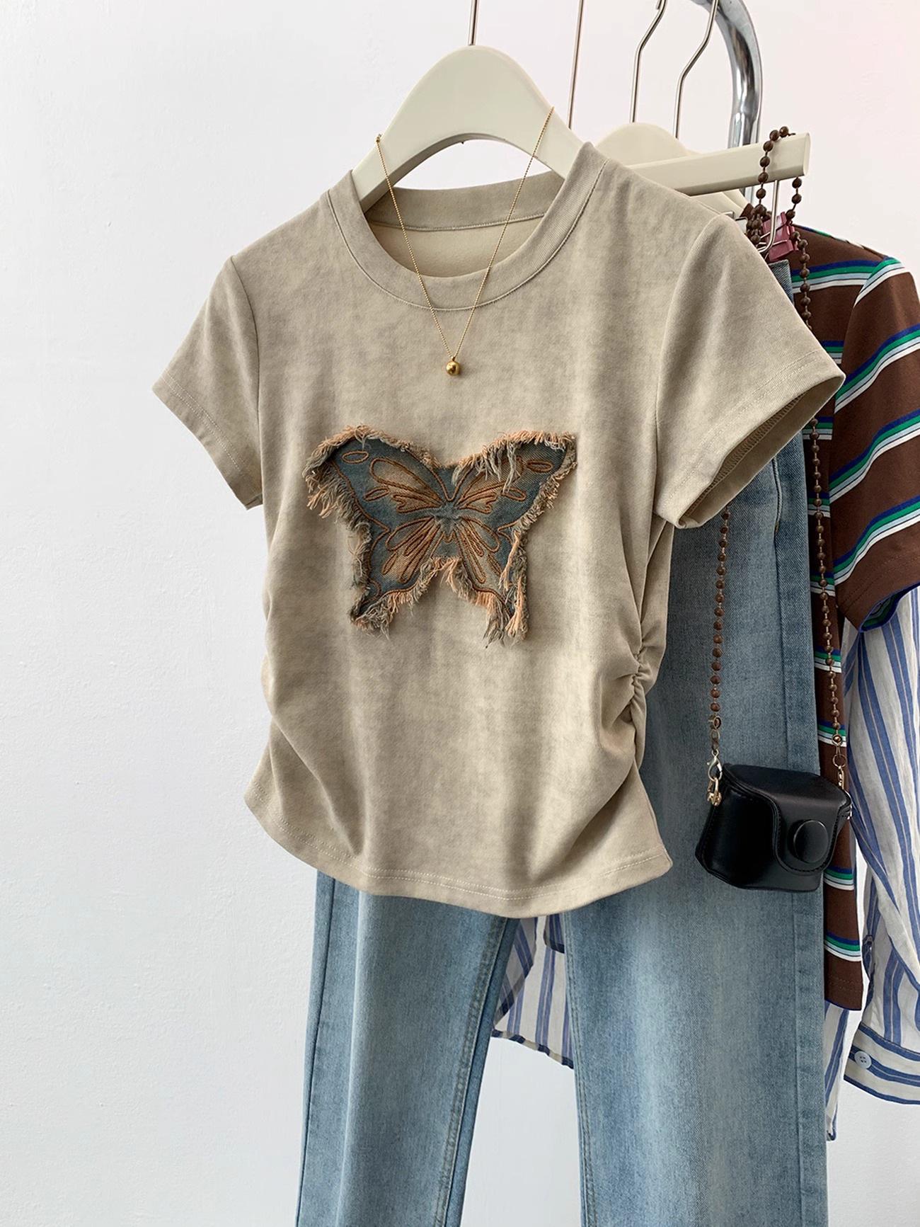 

Женская приталенная футболка из модала с принтом тай-дай - Летний топ с коротким рукавом 2025 2XL хаки