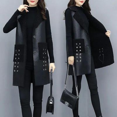 Damen Winter PU Leder Weste Mantel Weibliche Dicke Lange Ärmellose Jacke Übergröße Oberbekleidung Top