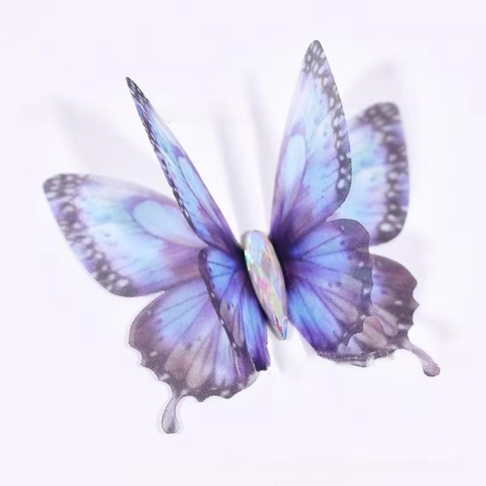 50Pcs 3D Organza Fabric Butterfly Appliques Colorful Double-layer Chiffon Tulle Butterfly Patches Translucent