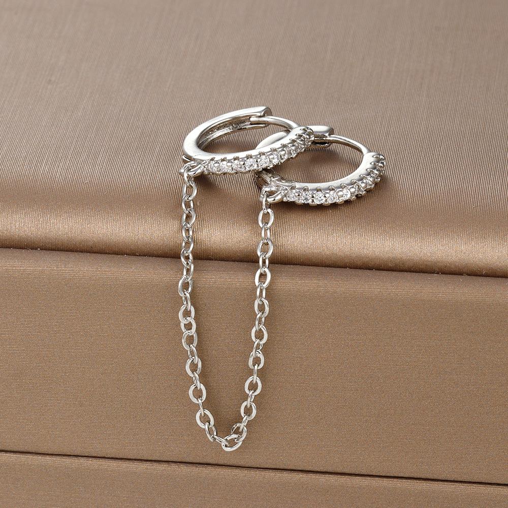 French Design Gold Color Long Chain Flower Dangle Earrings for Women Stainless Steel Zircon Drop Earrings Piercing Jewelry