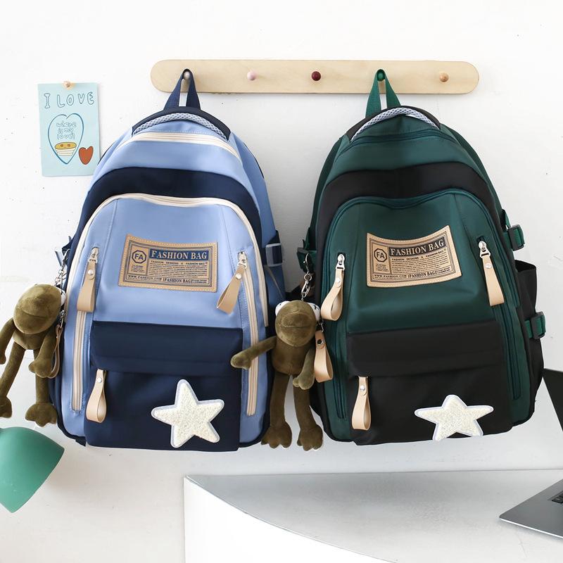 Schoolbag New Middle School Student High School Large-capacity Schoolbag Women's Fashion Casual Contrasting Color Backpack College Backpack Wholesale