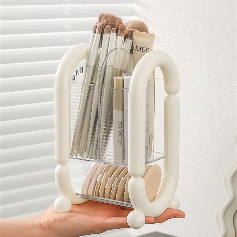 Makeup Brush Holder Desk Lipstick Eyebrow Pencil Organizers Eye Shadow Storage Box Makeup Sponge Puffs Comestic Tool Container