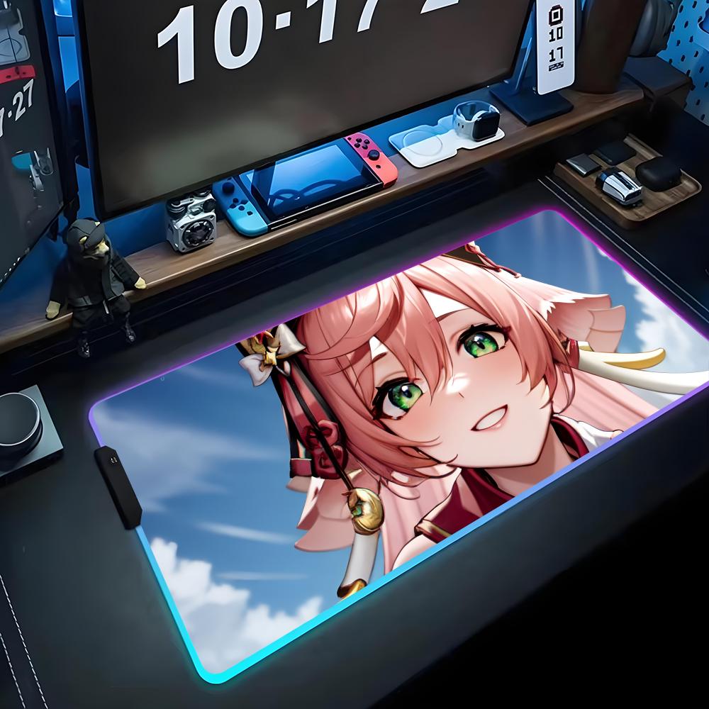 yan fei Mouse Pad RGB Gaming Mousepad Big LED Pad PC Desk Mat Luminous Mouse Pad Large Keyboard Mats Table Rug With Backlit