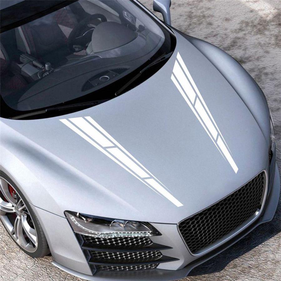 2Pcs Auto Front Hood Car Sticker Racing Stripes Graphics Decal Accessories
