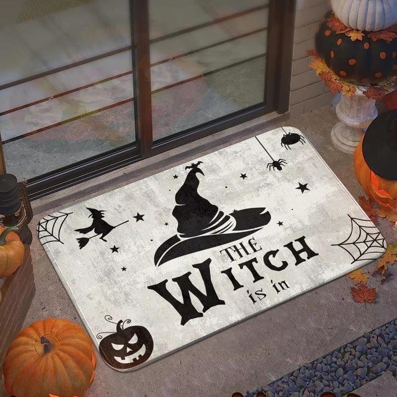 Halloween Decoration for Home Bathroom Mat The Witch Is In Pattern Mat Halloween Carpet for Bedroom Kitchen Party Decoration