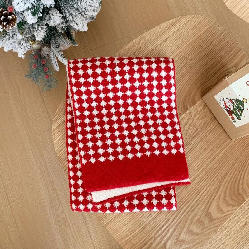 Kids' Red Knitted Wool Scarf - Winter Neck Warmer for Boys & Girls