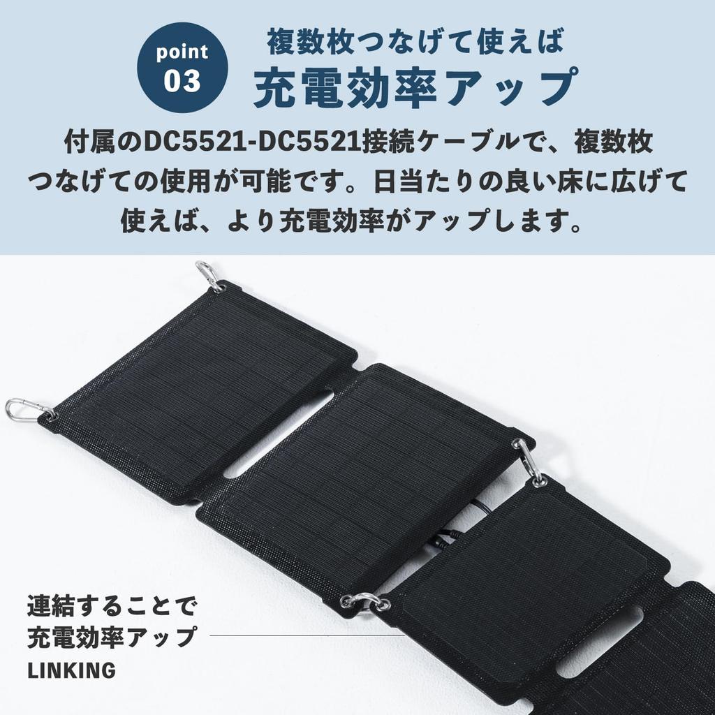 YAMAZEN ELEIN Portable Solar Panel 10W (USB-A/DC Output) ETFE Coating Waterproof Dustproof Small Lightweight Foldable Solar Charger with Carabiner YRS