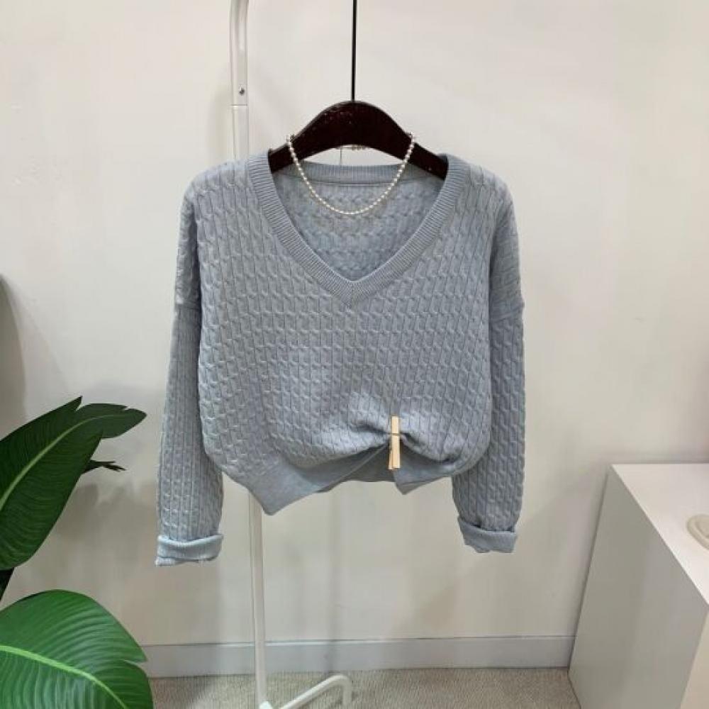 C S In The Room Women Cable V neCk Cropped Knit 4 ColorS