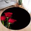 Red Roses Romance Round Carpet Modern Home Carpet Decor Flower Bedroom Living Room Floor Mat Flannel Round Area Rug