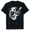 Possum Playing Electric Guitar Animal Music Musician T Shirts Summer Raccoon Rat Cotton Streetwear Birthday Gifts Tshirt Unisex