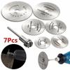 New 7pc/set Metal Circular Saw Disc Wheel Blades Shank High Speed Steel Mini Saw Blades with Mandrels Drill Rotary Wood Cutout