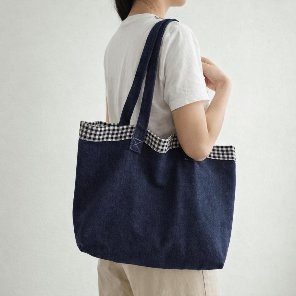 Cloth Denim Handbag Korean Style Canvas Tote Bag Soft Shoulder Bag Shopping Bag