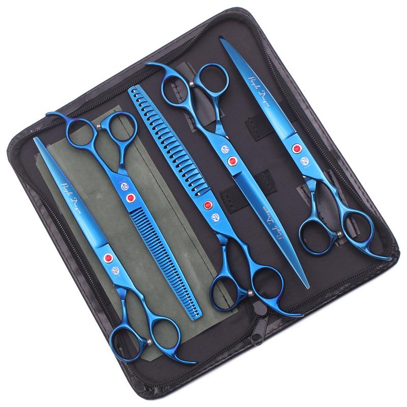 Dog Grooming Scissors Pink 7.5" 8" Pet Hairdressing Scissors Japan Stainless Dog Curved Scissors Thinning Shears Chunker Z3005