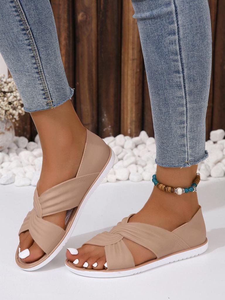 2024 Sommer koreanische Damen flache Sandalen Hausschuhe für lässige Strandkleidung