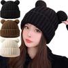 Thickened Snow Beanies Cap Bear Ear Hat Scarf Set Casual Winter Balaclava  Neck Warmer