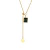 Retro Emerald Patchwork Necklace: Trendy Adjustable Titanium Steel Minimalist Choker for Women