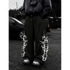 Retro Print Women's Casual Pants Straight Leg Sweatpants High Street Design Hip Hop Long Trousers  New Style
