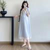 Striped Lace Patchwork Bow Maternity Dress
