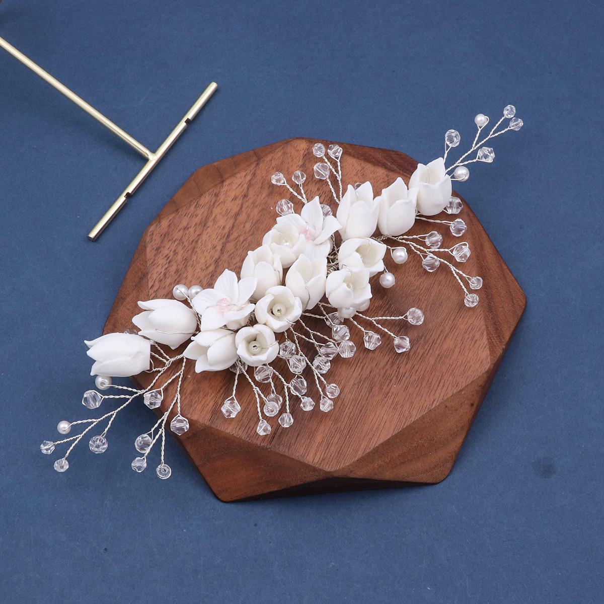 Handmade Lily Ceramic Flower Headband for Bridal Updo