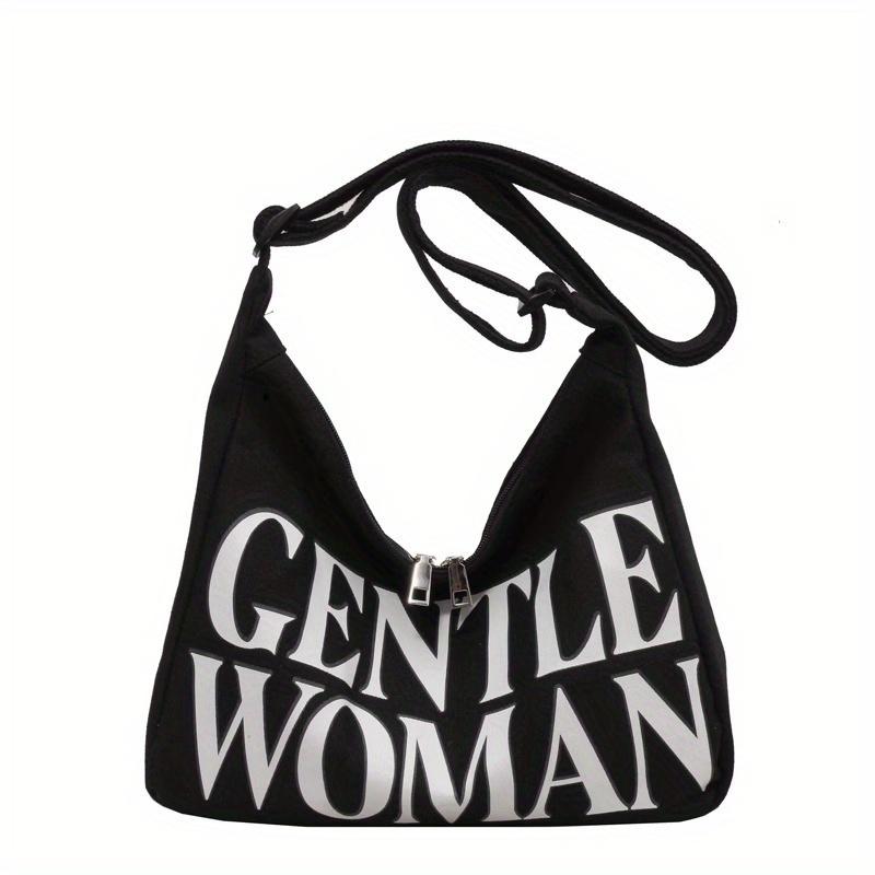 

Cartoon Printed Canvas Crossbody Bags with Letters, Simple and Versatile Large Capacity Shoulder Bag, Suitable for Commuting чорний