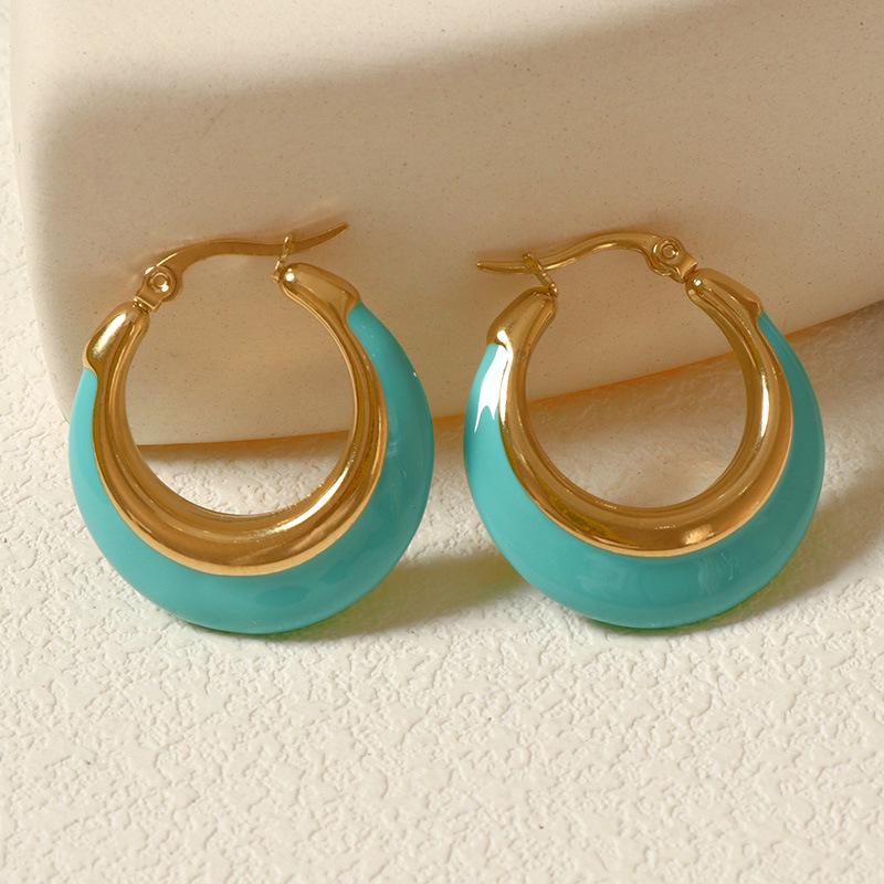 Retro Epoxy Circle Enamel Earrings: Fashionable, High-end & Versatile
