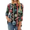 Women's Fashion Casual Round Neck Three-quarter Sleeve Christmas Print T-shirt Top