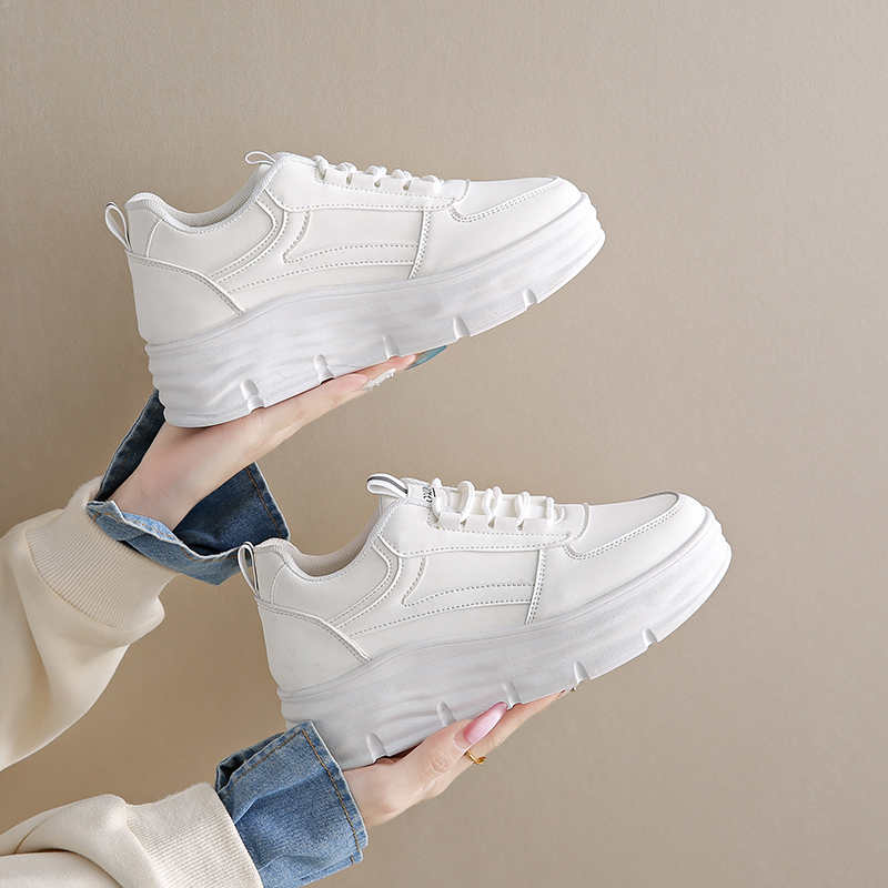 Fashion Big Sole Thick Heel Caregiver Shoes For Women Casual Basketball Women Brand Beige Sneakers For Women Sports Expensive