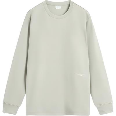 Casual Minimalist Solid Color Round Neck Pullover Loose Long Sleeve T-Shirt Men Tops Dusty-Green ATLV061-3