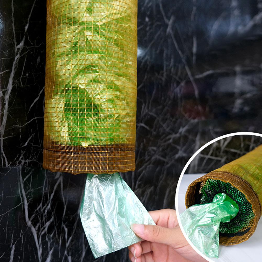 Home Grocery Bag Holder Wall Mount Plastic Bag Holder Dispenser Hanging Storage Trash Garbage Bag Kitchen Garbage Organizer