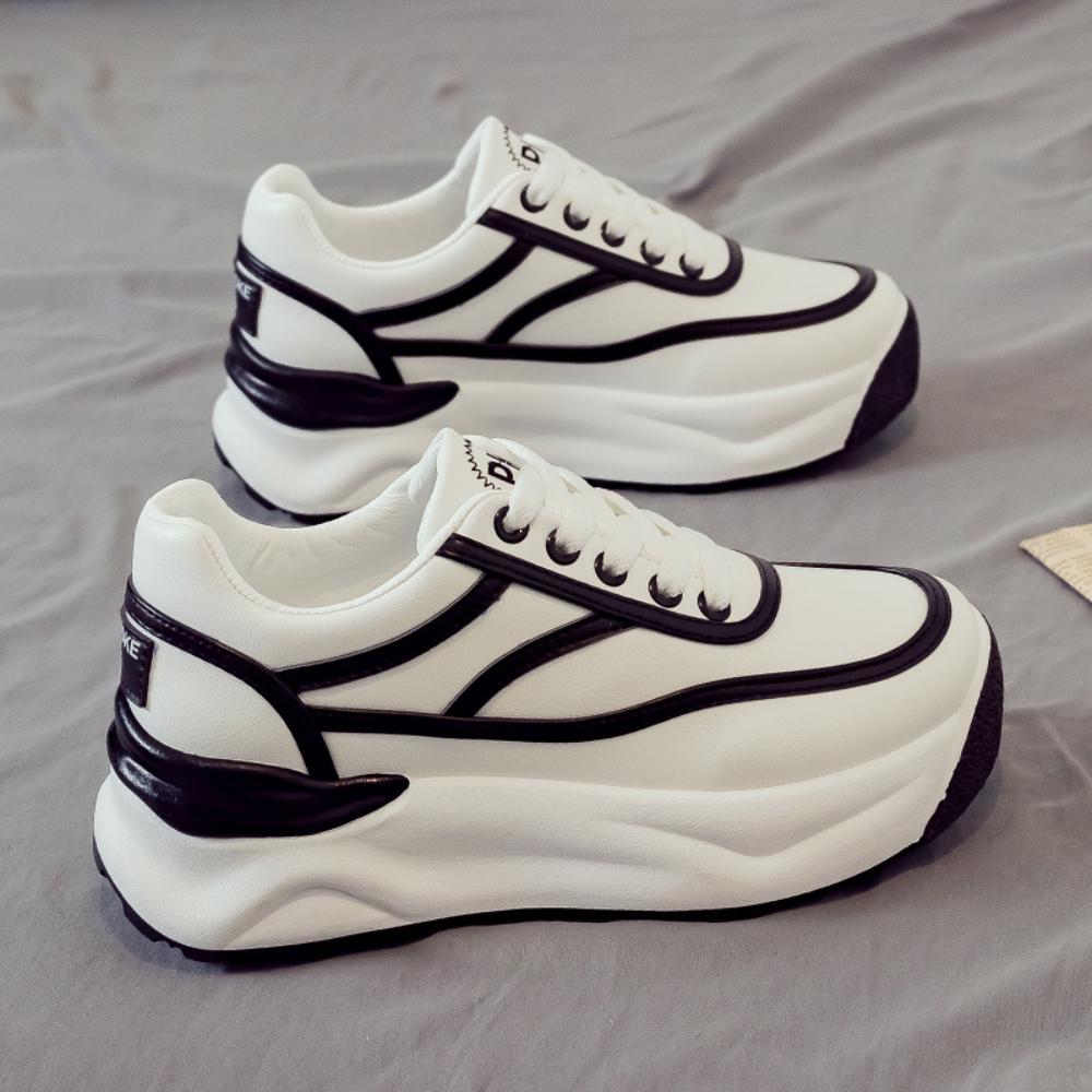 

Универсальные маленькие белые туфли для женщин, спортивная и повседневная обувь для пап, туфли на платформе 40 чёрный