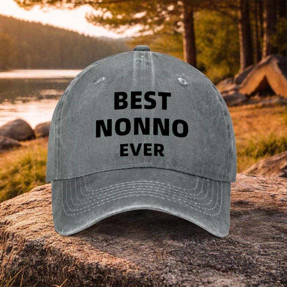 BEST NONNO EVER Washed Baseball Cap Unisex Duckbill Hat for Golf Casual Outdoor Daily Commute
