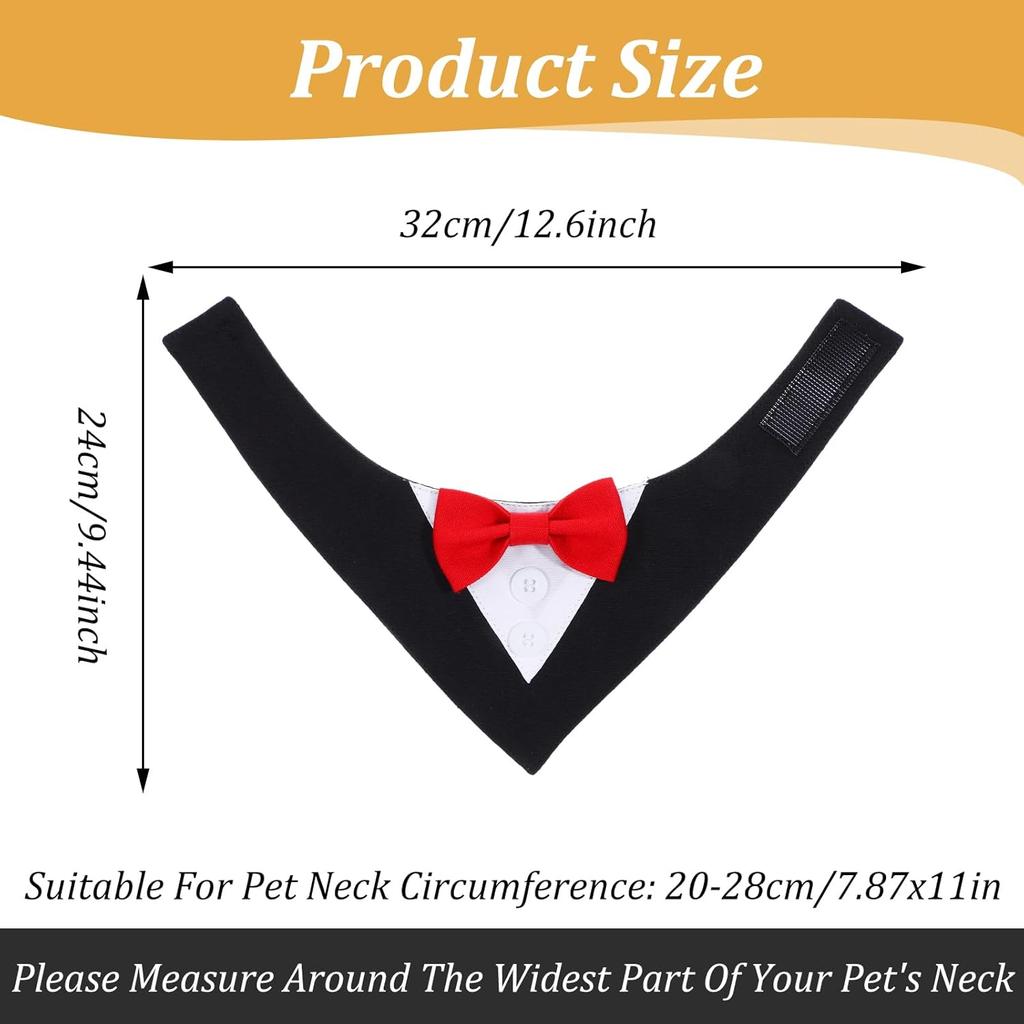 Formal Dog Tuxedo, Dog Bandana Collar with Bow Tie Costume for Small Dogs - Adjustable Dog Suit for Parties & Weddings