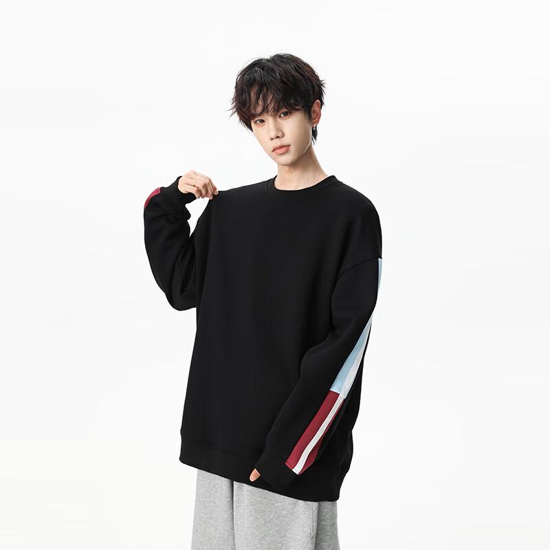 

ТОМ АДАМ Мужской полосатый свитшот с круглым вырезом и цветными блоками 7XL