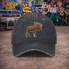 Unisex Vintage Washed Moose Baseball Cap  Casual Duckbill Hat for Unisex  Women  Fun Print  Multiple Colors