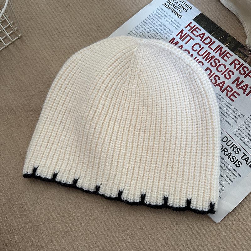 Luochi Korean Style Solid Color Knit Wool Hat for Men & Women - Autumn Winter Face Slimming Head Covering