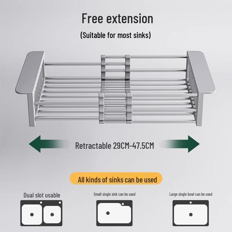 Ret retractable 304 Stainless Steel Over-Sink Dish Drying Rack