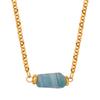 European-American Retro Geometric Natural Stone Pendant Necklace in Gold-Plated Titanium Steel