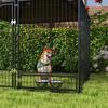 Metal and Oxford Fabric Dog Playpen with Bowl Door, 141x141x151 cm, Black and Brown