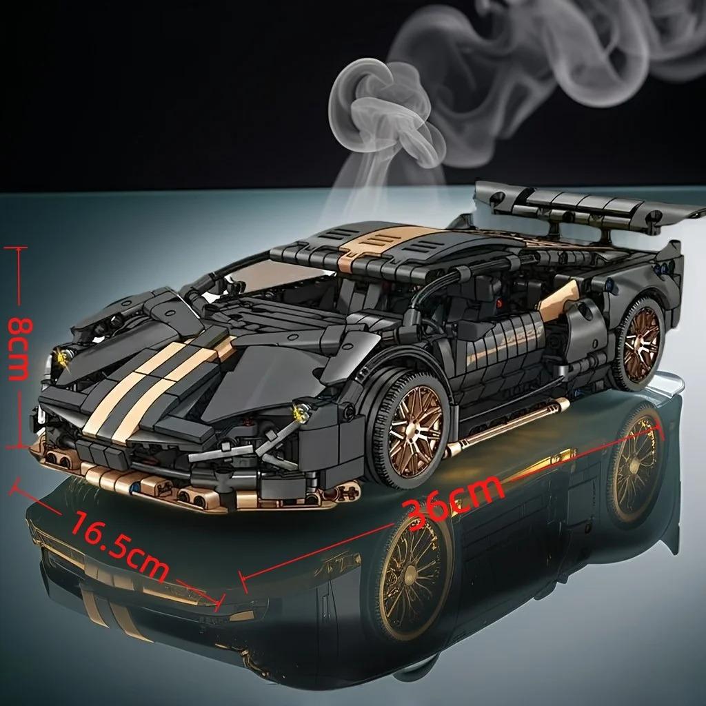 1280Pcs Technology 1:14 Black Gold Supercar Racing Building Blocks Assembled Brick Car Toy Gift for  Birthday Present