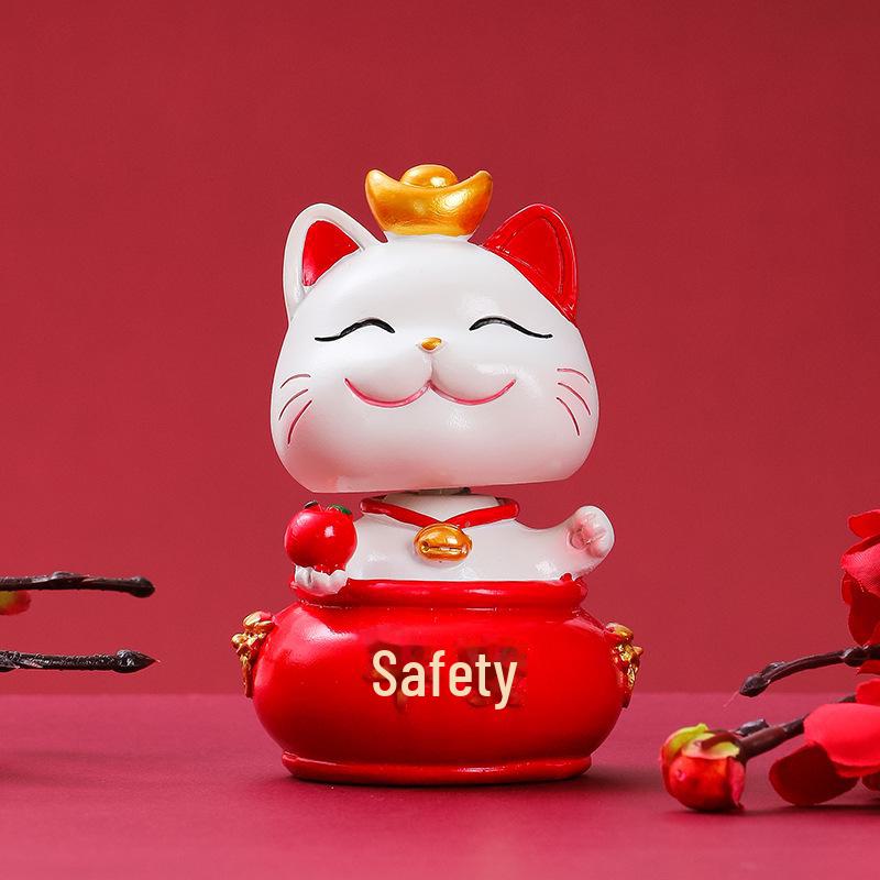 Lucky Cat Resin Desktop Ornament - Cute Cartoon Decoration for Office