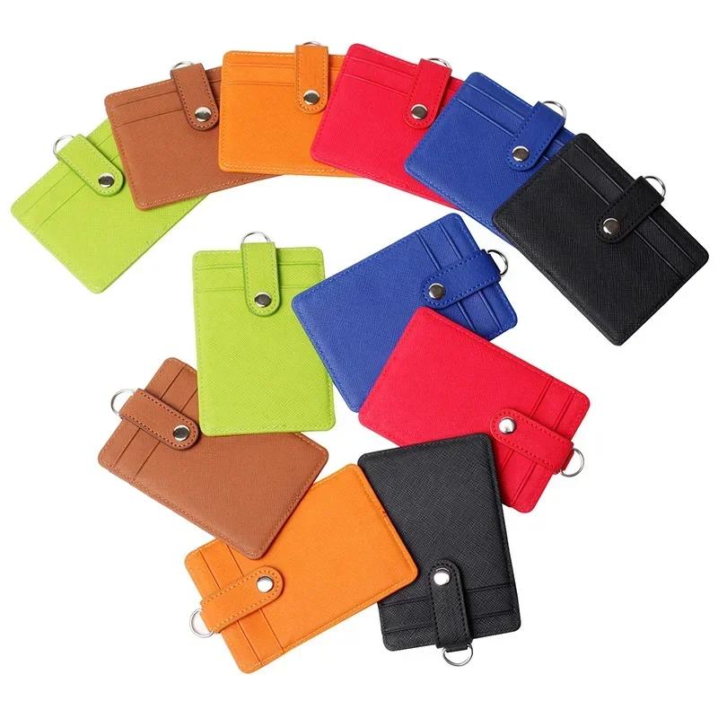Multi-functional Card Holder with Lanyard for Men and Women Credit Cards Bank Cards Student Cards Leather Wallet ID Badge Case