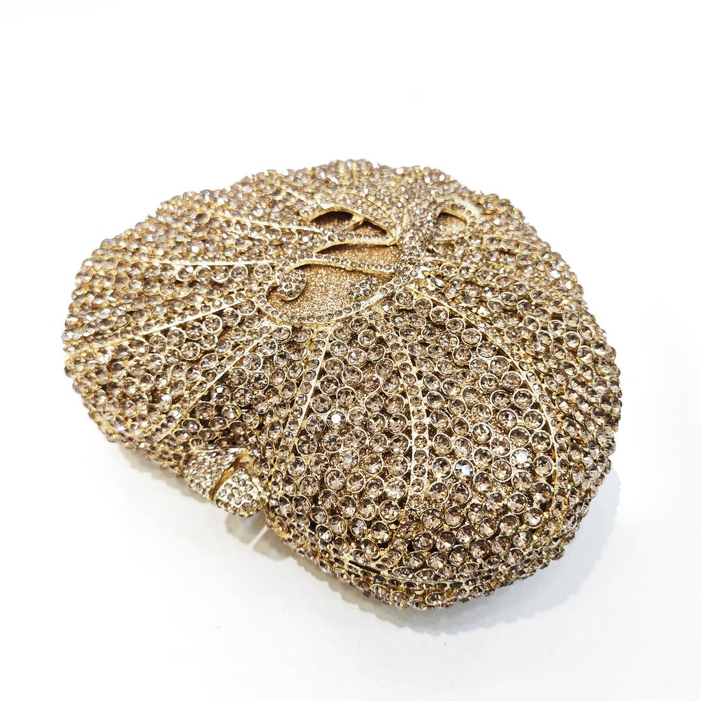Women Evening Bag Clutch Purse Wedding Party Purses Bridal Gold Heart Shape Diamond Party Handbags Prom Clutches Minaudiere