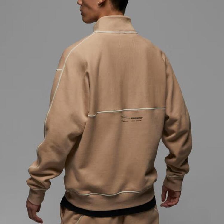 Jordan 23 Engineered Alphanumeric Print Half-Zip Fleece Collar Jacket Men Outerwear Beige DV7680-254