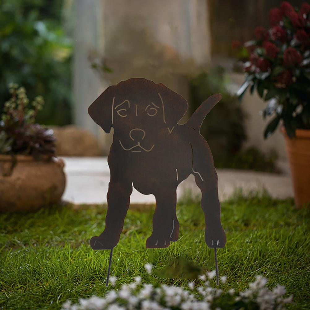 Metal Garden Dog Statue Decorative Stakes Animal Silhouette for Garden Home Decor Outdoor Gifts