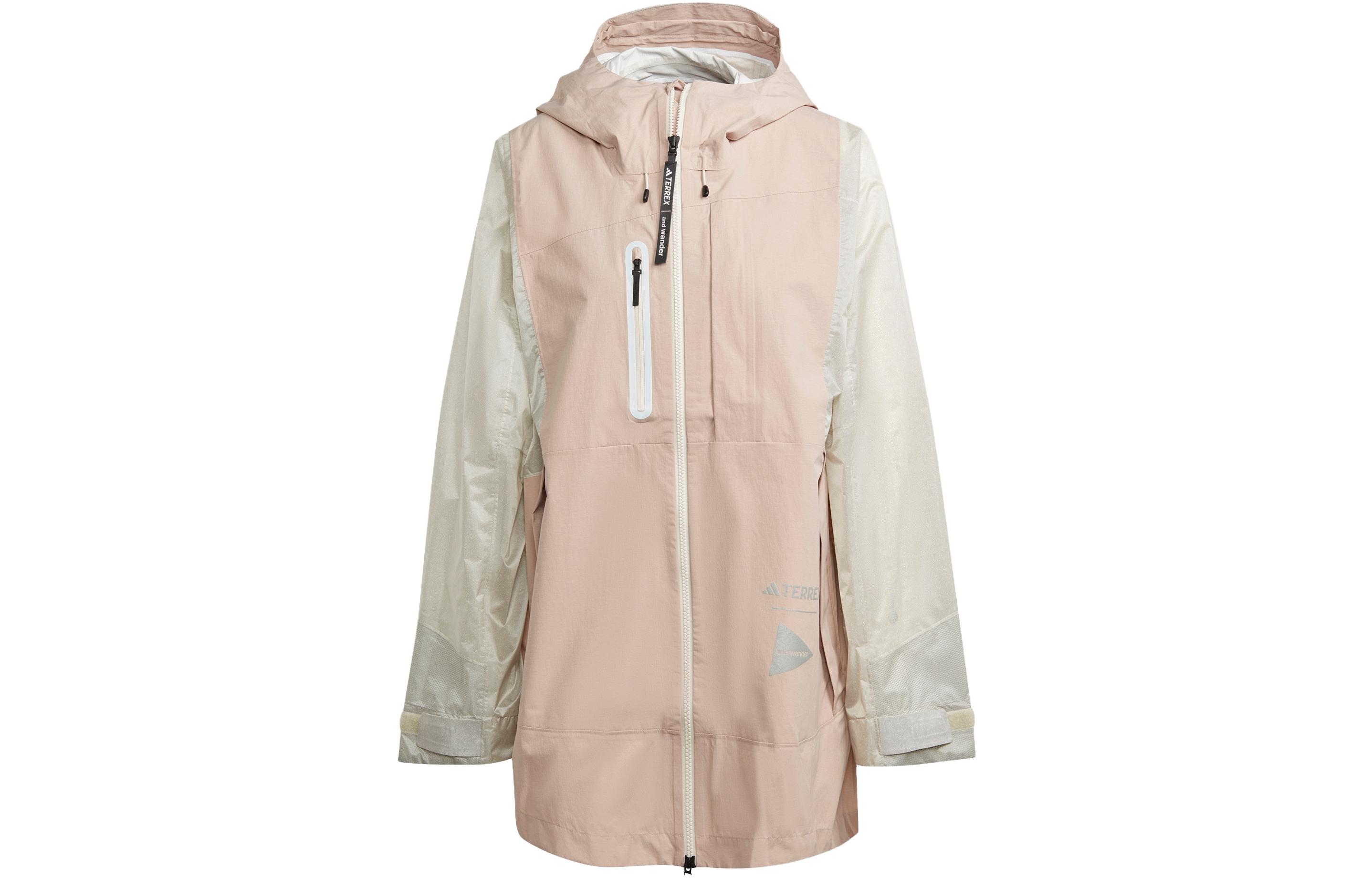 Adidas X And Wander Adidas TERREX X And Wander Windbreaker Jackets Women s Gray Pink Hooded Moderate HR7144 S
