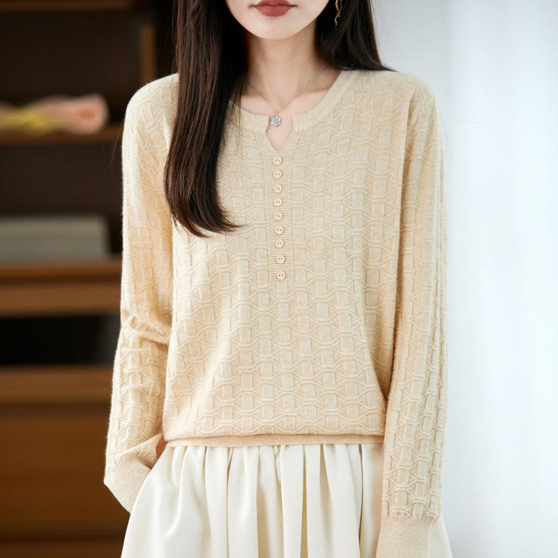 Neue Herbst- und Winter-Pullover, Strickpullover mit Scherenhals, kariertes Jacquard-Basisschicht für Damenbekleidung