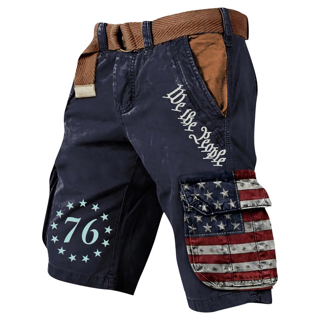Men's Summer Printed Outdoor Shorts Men's Loose Multi-Pocket Shorts