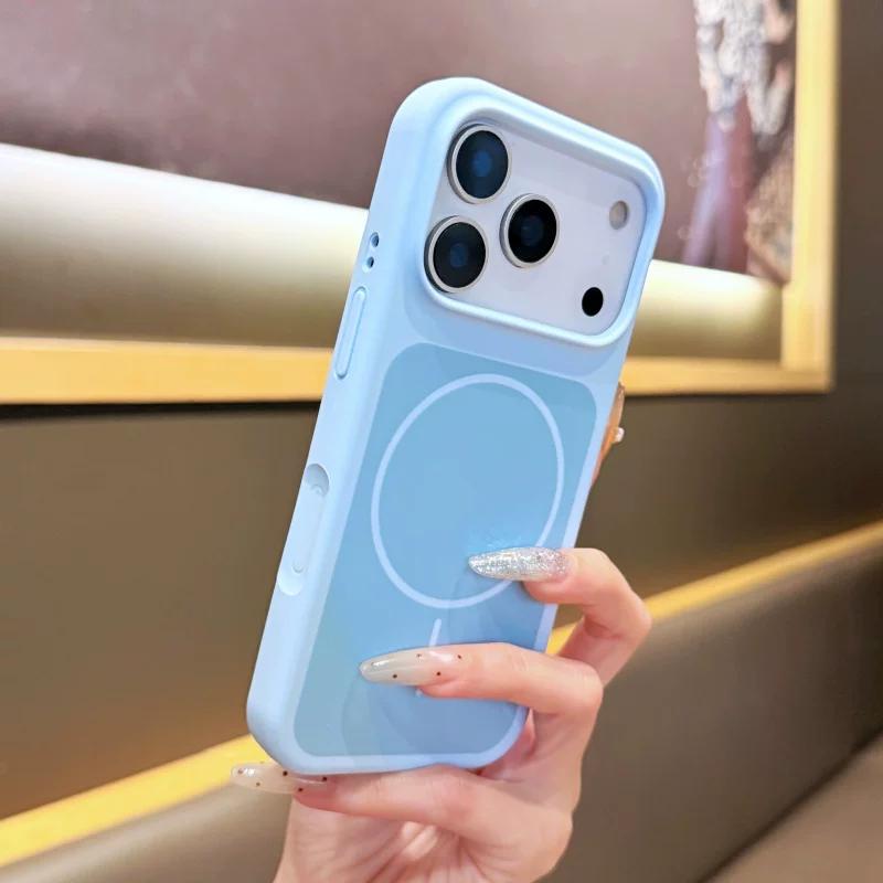 Luxury Liquid Silicone For Magsafe Magnetic Phone Case For iPhone 18 17 16 15 14 13 Pro Max Colorblock Shockproof Bumper Cover